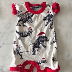 Rock Your Baby T-Rex Print Onesie with Red Trim